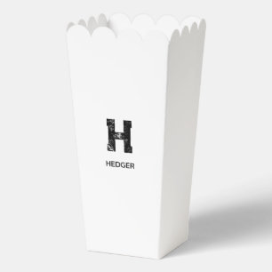 MINIMALIST BLACK ONE LETTER MONOGRAM NAME WHITE FAVOUR BOX