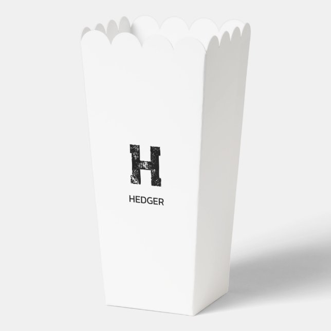 MINIMALIST BLACK ONE LETTER MONOGRAM NAME WHITE FAVOUR BOX (Front)