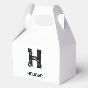 MINIMALIST BLACK ONE LETTER MONOGRAM NAME WHITE FAVOUR BOX
