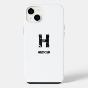 MINIMALIST BLACK ONE LETTER MONOGRAM NAME WHITE iPhone 14 PLUS CASE