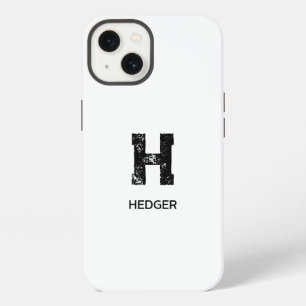 MINIMALIST BLACK ONE LETTER MONOGRAM NAME WHITE iPhone 13 CASE
