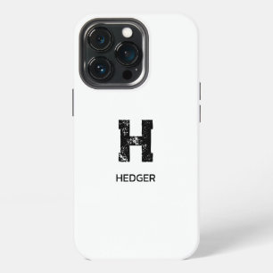 MINIMALIST BLACK ONE LETTER MONOGRAM NAME WHITE iPhone 13 PRO CASE