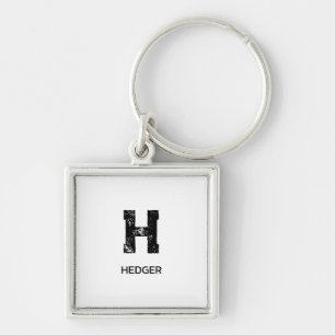 MINIMALIST BLACK ONE LETTER MONOGRAM NAME WHITE KEY RING