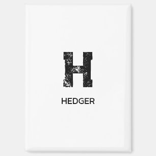 MINIMALIST BLACK ONE LETTER MONOGRAM NAME WHITE MAGNET