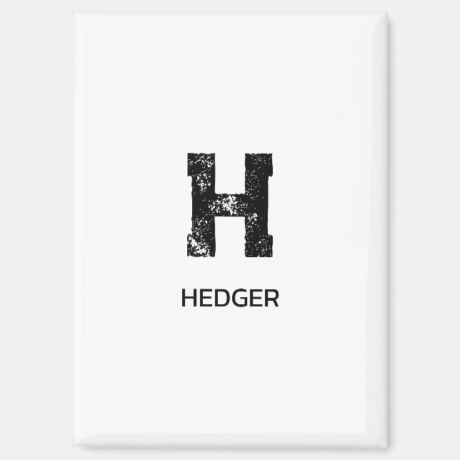 MINIMALIST BLACK ONE LETTER MONOGRAM NAME WHITE MAGNET (Front)