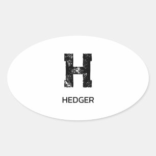 MINIMALIST BLACK ONE LETTER MONOGRAM NAME WHITE OVAL STICKER