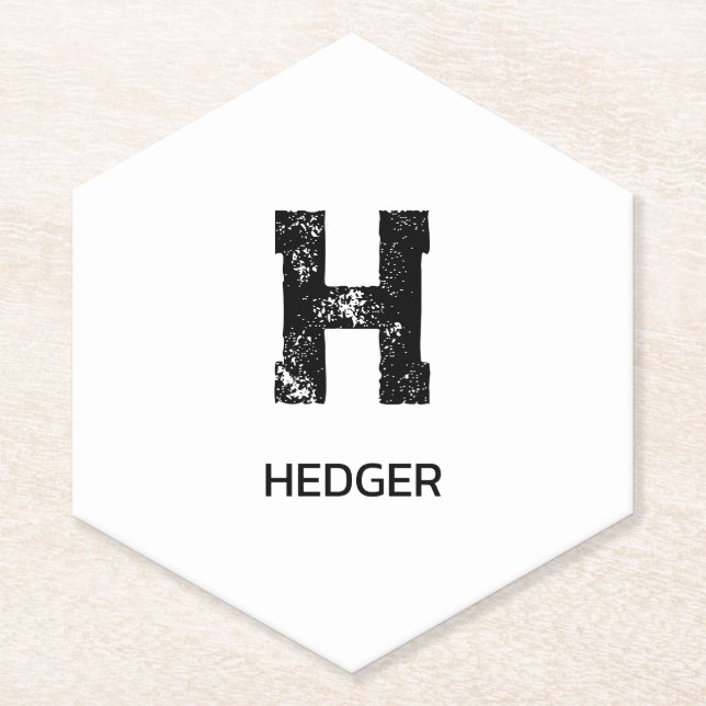 MINIMALIST BLACK ONE LETTER MONOGRAM NAME WHITE PAPER COASTER (Front)