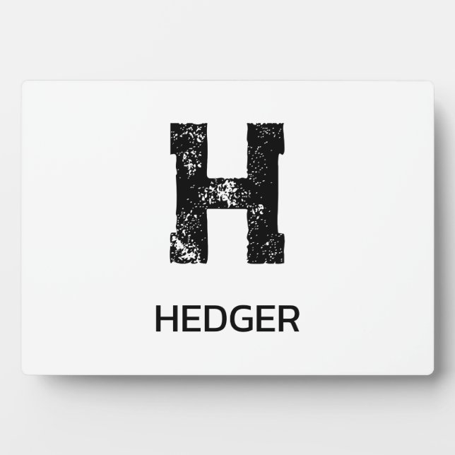 MINIMALIST BLACK ONE LETTER MONOGRAM NAME WHITE PLAQUE (Front)
