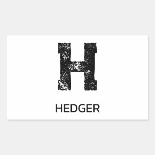 MINIMALIST BLACK ONE LETTER MONOGRAM NAME WHITE RECTANGULAR STICKER