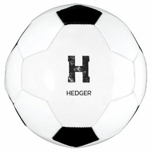 MINIMALIST BLACK ONE LETTER MONOGRAM NAME WHITE SOCCER BALL