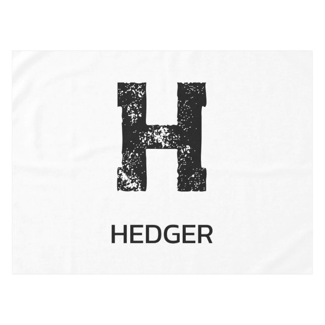 MINIMALIST BLACK ONE LETTER MONOGRAM NAME WHITE TABLECLOTH (Front (Horizontal))