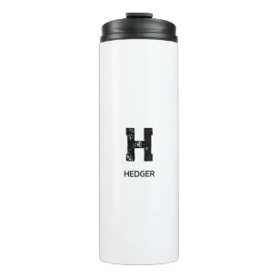 MINIMALIST BLACK ONE LETTER MONOGRAM NAME WHITE THERMAL TUMBLER