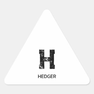 MINIMALIST BLACK ONE LETTER MONOGRAM NAME WHITE TRIANGLE STICKER