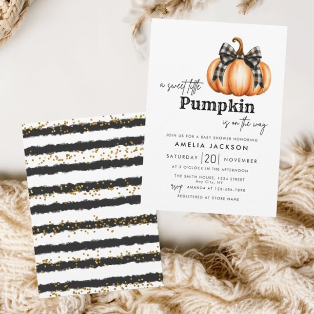 Minimalist Black & Orange Pumpkin Baby Shower Invitation (Creator Uploaded)