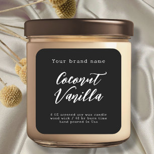 Minimalist black packaging candle label