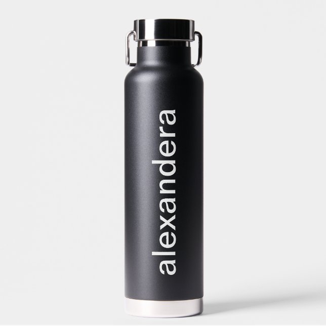 Minimalist Black Personalised  Water Bottle (Front)
