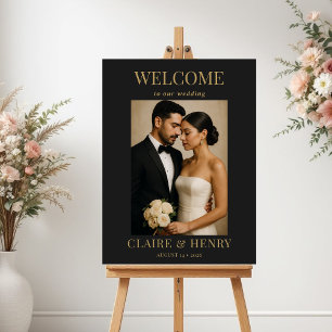 Minimalist Black Photo Modern Wedding Welcome Poster