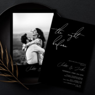 Minimalist Black Photo Rehearsal Dinner Invitation