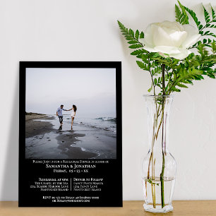 Minimalist Black Photo Wedding Rehearsal Dinner Invitation