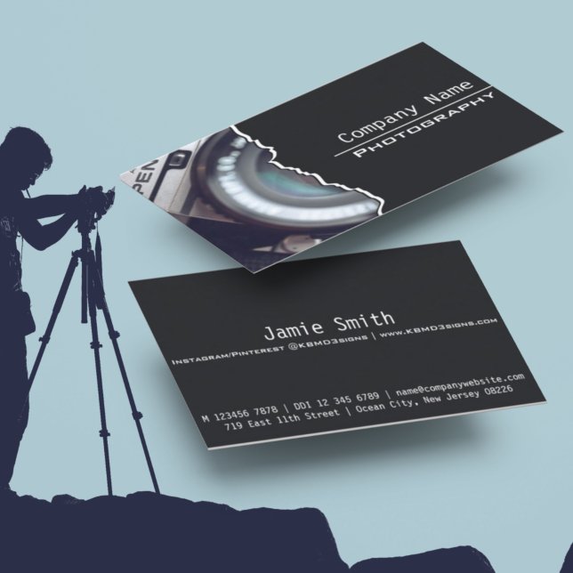 Minimalist Black Photography Custom Photo Business Card (Creator Uploaded)