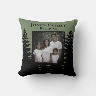 Minimalist black pine tree silhouette personalise  cushion