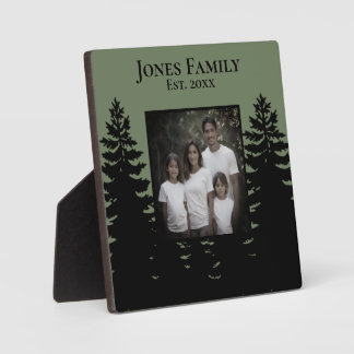 Minimalist black pine tree silhouette personalise plaque