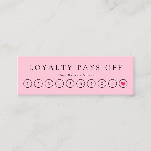Minimalist Black Pink Loyalty Punch Card (Front)