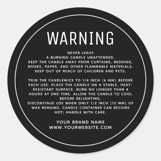 Minimalist black product warning label (Front)