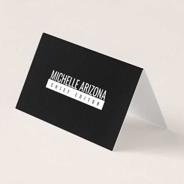 Minimalist Black Professional Modern Premium Linen Business Card (Front)