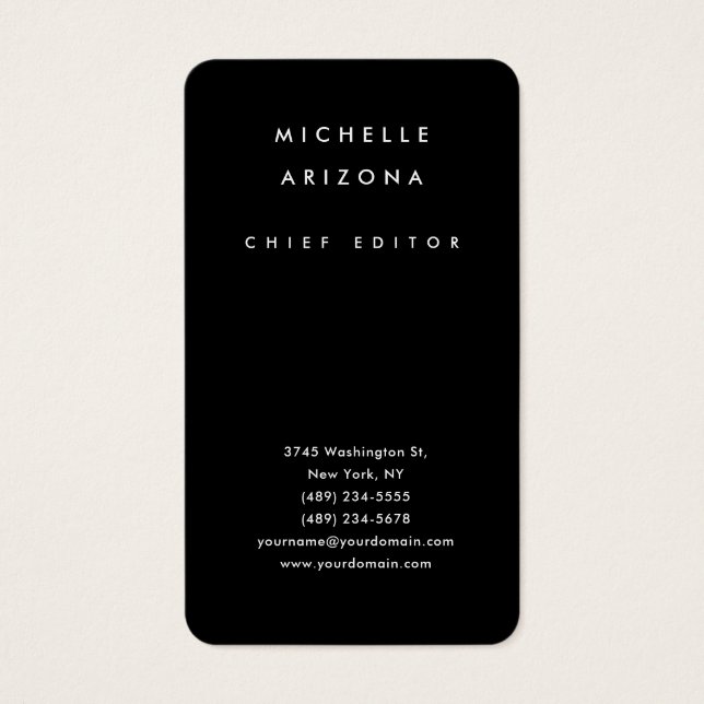 Minimalist Black Professional Modern Profile Card (Front)
