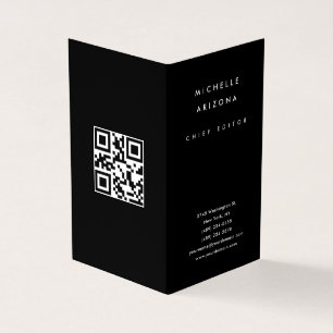 Minimalist Black Professional Scannable QR Code Business Card