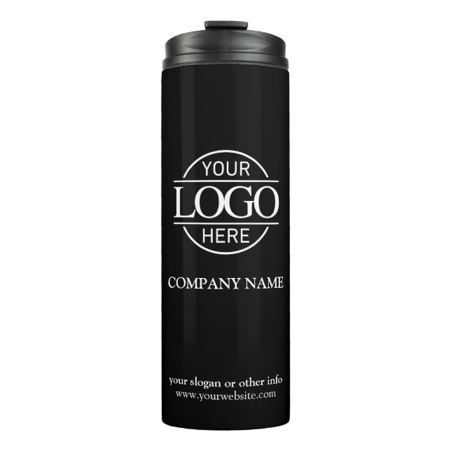 Minimalist Black Promotional Company Business Logo Thermal Tumbler (Front)