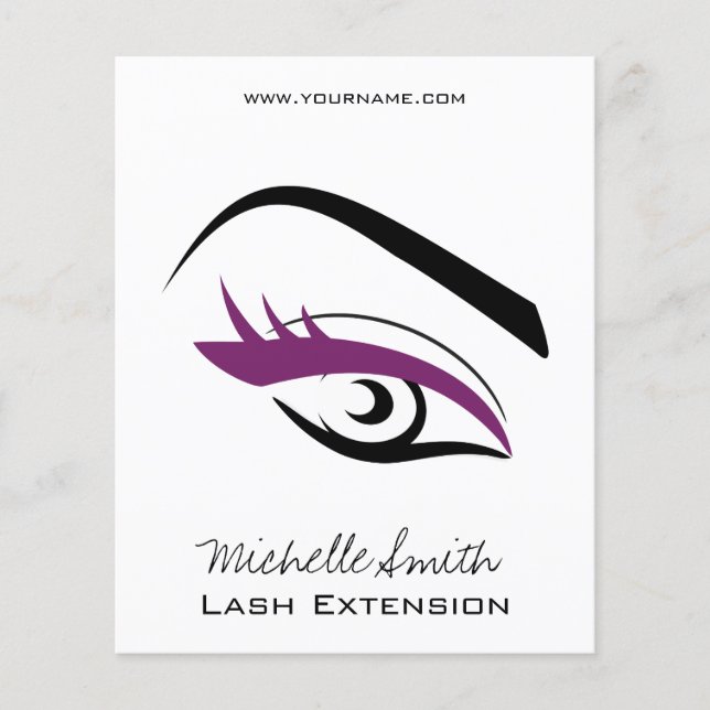 Minimalist Black Purple Eyelash Extension Makeup Flyer (Front)