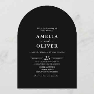 Minimalist Black QR Arch All-In-One Modern Elegant Invitation