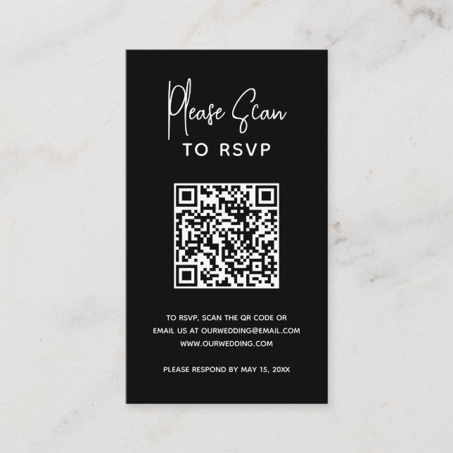 Minimalist Black QR Code Modern Wedding Enclosure Card (Front)