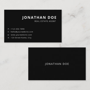 Minimalist Black Realtor Professional  Business Card