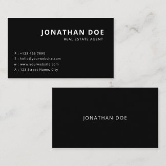 Minimalist Black Realtor Professional  Business Card