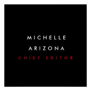 Minimalist Black Red Name Professional Modern Poster