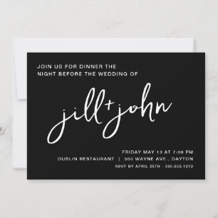 Minimalist Black Rehearsal Dinner Invitation