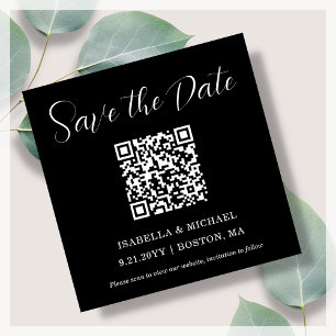 Minimalist Black   Save the Date   QR Code Magnet