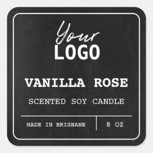 Minimalist Black Scented Soy Candle Logo Labels