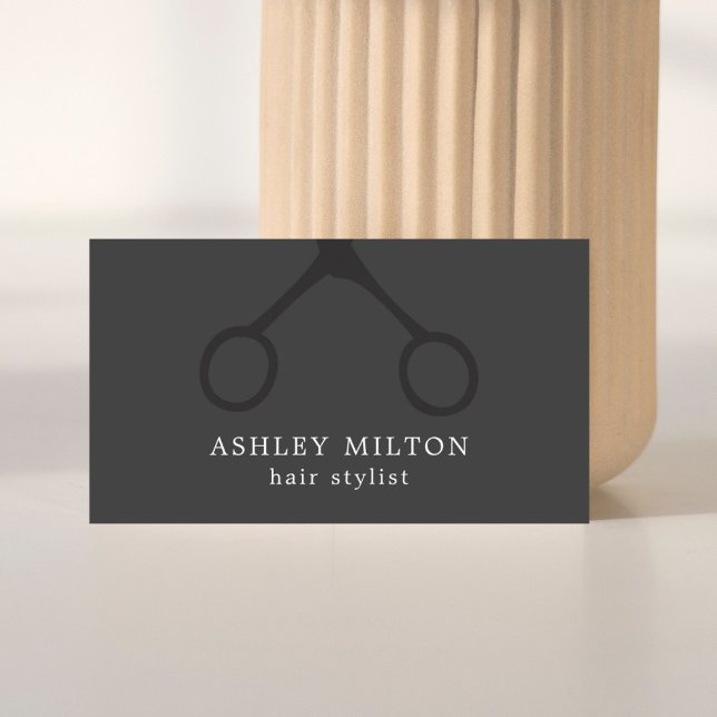 Minimalist Black Scissors Grey Hair Stylist Business Card (Creator Uploaded)