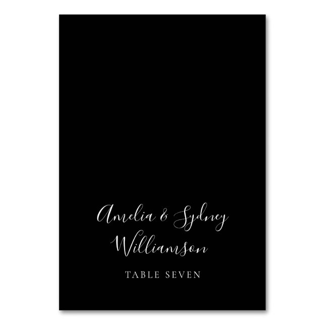 Minimalist Black Script Custom Table Place Card (Front)