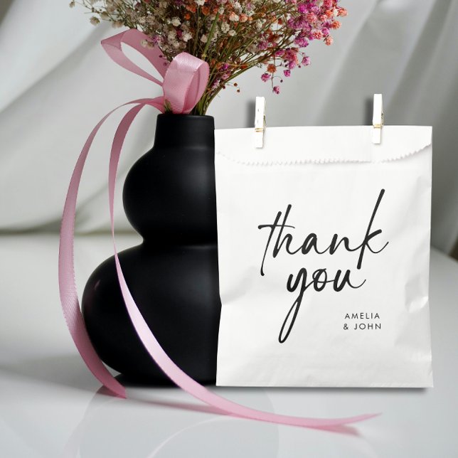 Minimalist Black Script Personalised Thank You Favour Bag (Creator Uploaded)
