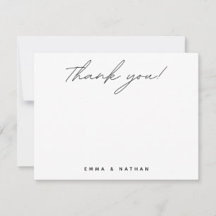 Minimalist Black Script Personalised Wedding Thank You Card