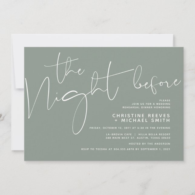 Minimalist Black Script Wedding Rehearsal Dinner I Invitation (Front)