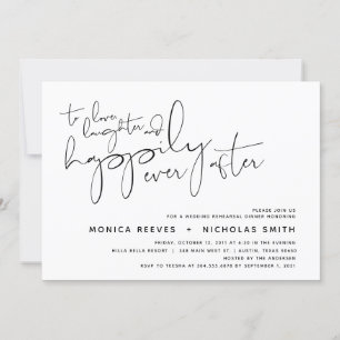 Minimalist Black Script Wedding Rehearsal Dinner Invitation