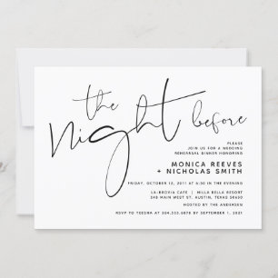 Minimalist Black Script Wedding Rehearsal Dinner Invitation