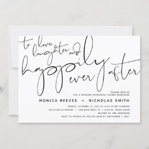 Minimalist Black Script Wedding Rehearsal Dinner Invitation