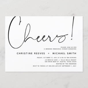 Minimalist Black Script Wedding Rehearsal Dinner Invitation